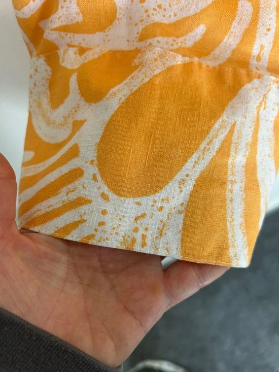 CHICO’S 100% Linen Orange White 3/4 Sleeve Button Front Blouse Size 2 US 12 - Picture 12 of 13